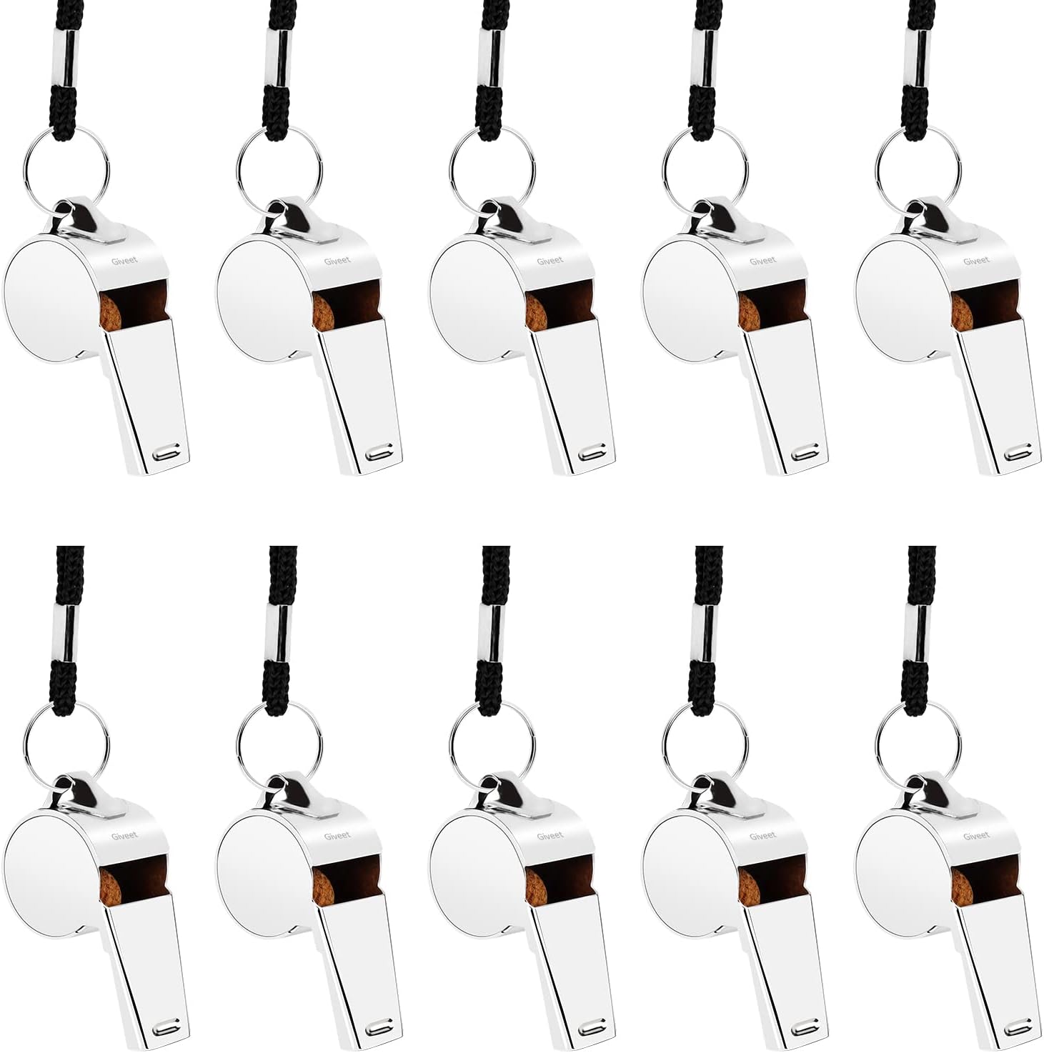 Giveet Metal Whistle with Lanyard, Stainless Steel and Durable, Extra