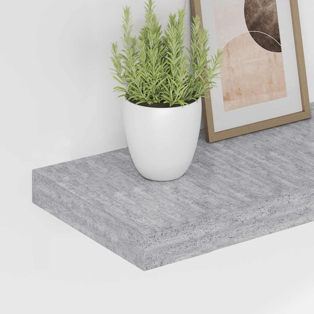 Estantería flotante gris hormigón 90 x 23,5 x 3,8 cm, estante de pared de madera de panal MDF con marco de metal, soporte invisible, para libros, decoración, dormitorio, cocina, resistente y