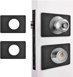 Door Knob/Deadbolt Reinforcement Plate Matte Black, Door Handle Fixing Cover Filler Repair Backplate, Door Lock Hole Backing Reinforcer Kit 2PCS