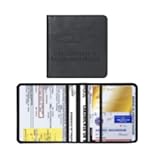 KHGUZ Car Registration and Insurance Holder, Vehicle Glove Box Organizer with Magnetic Closure, PU Leather Embossed Auto Card Document Holder Accessories, Universal for SUV, Truck, RV(Black)