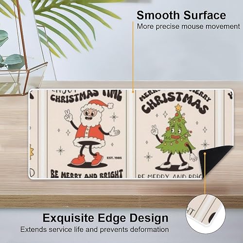 Miniatura 4 de Playful Retro Christmas Character Signs Mouse Pad Large Gaming Keyboard with Non- Slip Rubber Base Smooth Face Computer Pad Mouse for Men Escritorio