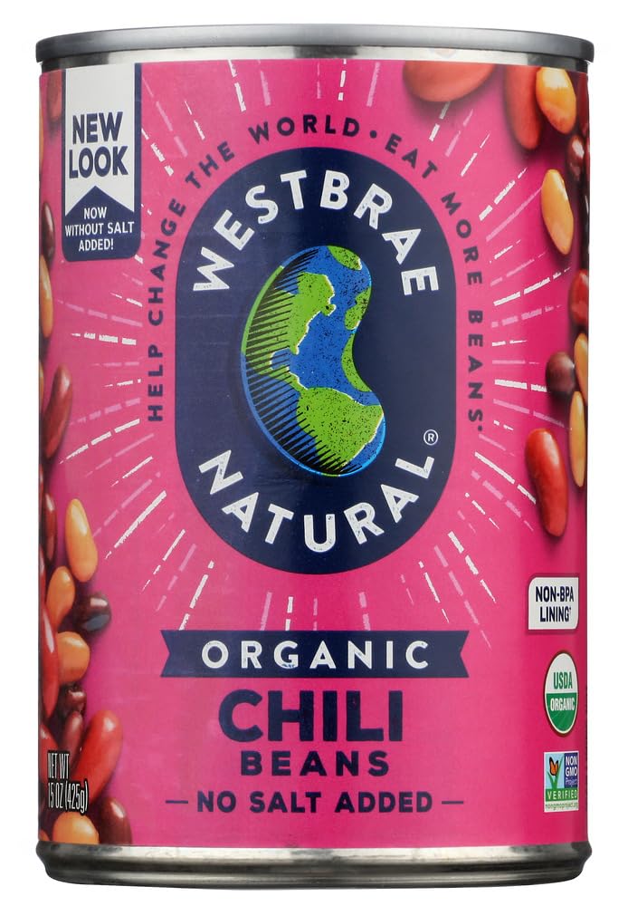 WESTBRAE 15 oz Natural Organic Chili Beans, Source of Plant Based Protein and Fiber, Low Fat, Gluten Free, (Pack of 12)
