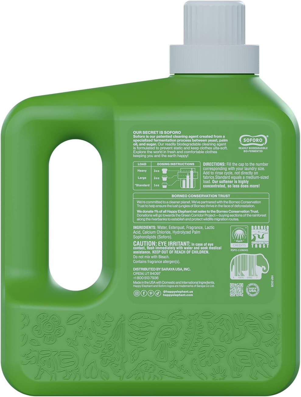 Happy Elephant Liquid Fabric Softener, White Tea & Fig, 64 Fl Oz, 64 Loads