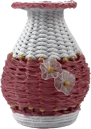 Miniatura 2 de 30GO - Juego de 2 jarrones de cuerda de hilo de nieve rústico hechos a mano, tejidos a mano para decoración del hogar rural, granja moderna, sala de