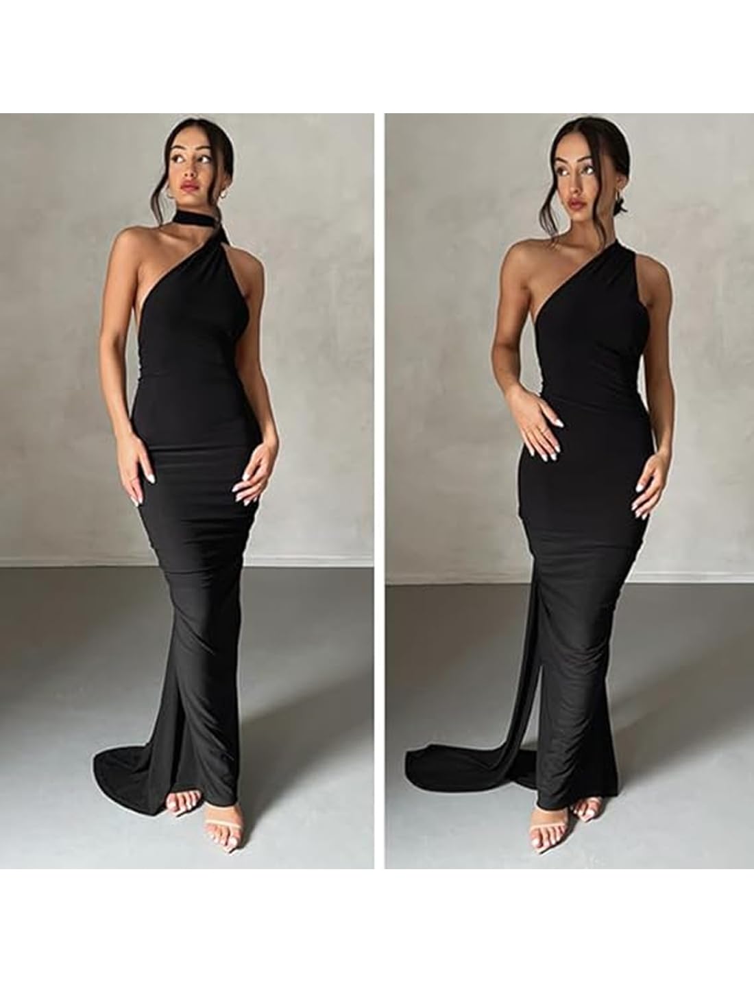 ABINGOO Vestito Donna Senza Maniche Maxi Abito Sexy Backless Bodycon Abito Lungo Tinta Unita Elegante Abito da Cocktail
