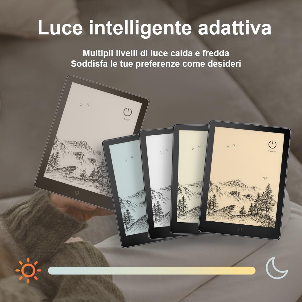 Veidoo - Lettore eBook da 6 pollici con grande schermo E-Ink, 32GB ROM, 758 x 1024, 212 DPI, SMARTlight regolabile, lettore E-book Android, altoparlante integrato, tablet E-Ink con WiFi e cover (Nero)