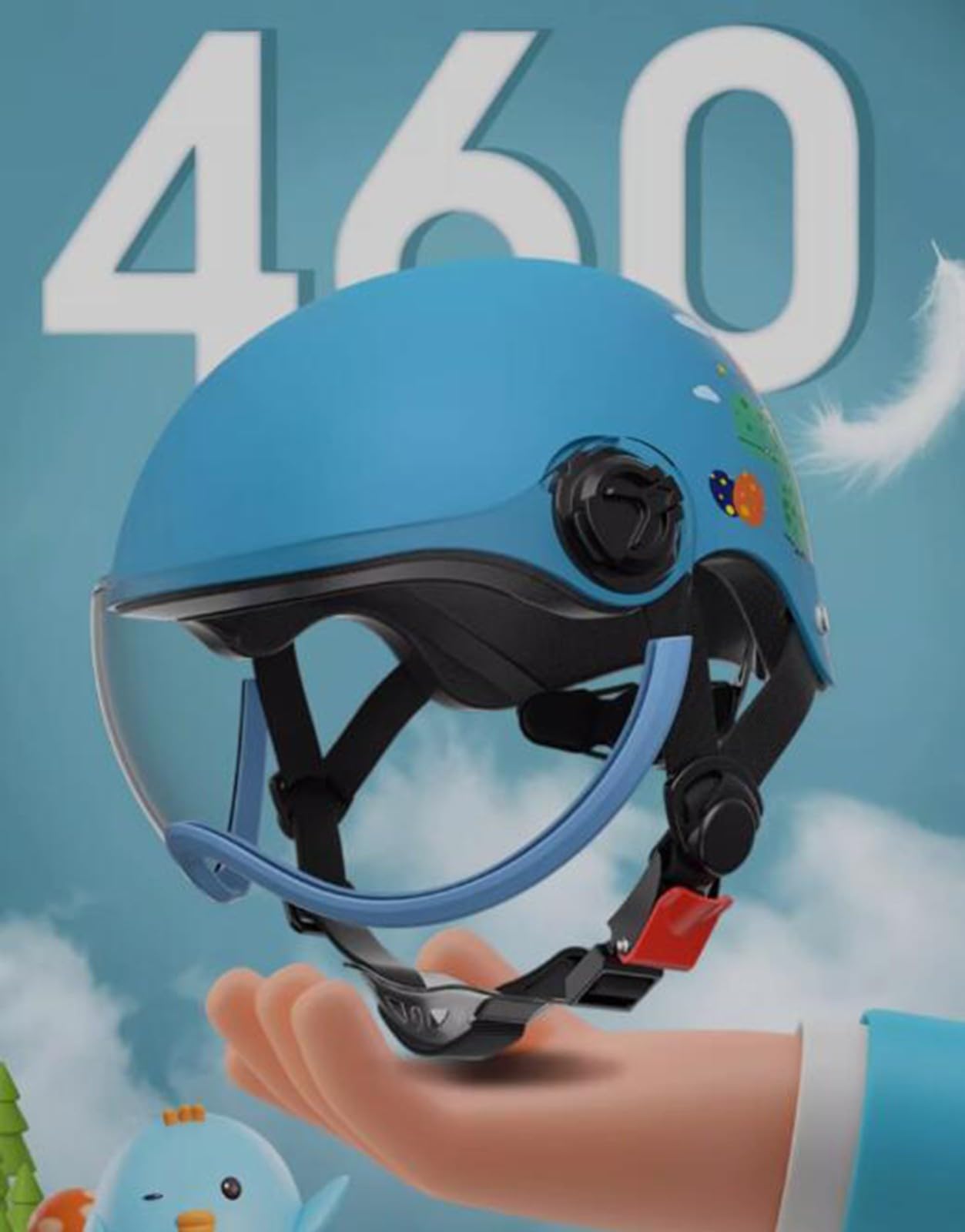 Lindo Medio Casco De Motocicleta para Niños Casco Abierto con Visera Casco Jet para Scooter Crucero Ciclomotor Niños Y Niñas De 3 A 6 Años H,46-52CM