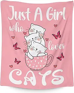 Cat Blanket Gifts - 50"x60" Cute Throw for Girls - Pink Soft Fuzzy Blankets for Bed, Couch & Living Room