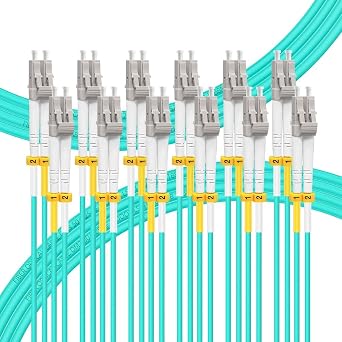 FLYPROFiber- 2M-6Pack LC to LC Fiber Patch Cable OM4 Multimode, MM Multi Mode Fiber Optic Cable, MMF Fiber Jumper Cord, 10Gb/40Gb/100Gb, Duplex, 50/125um, LSZH, 2M(7ft)-6Pack