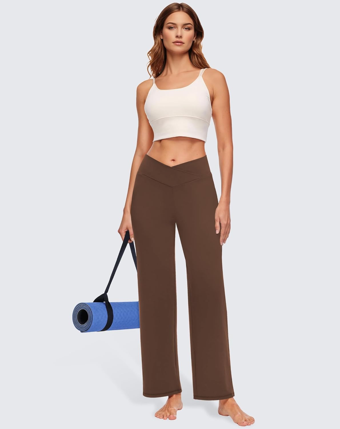 SEMARO Womens Wide Leg Dress Pants Crossover High Waist Stretch Casual Work Slacks Trousers with Zipper Pocket - Image 3