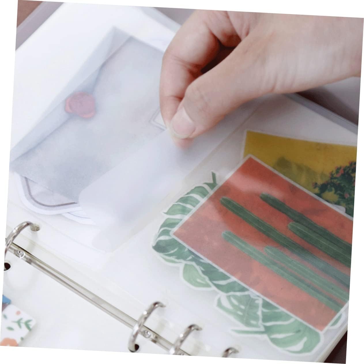 Homoyoyo Sticker Storage Bag for Women Loose-Leaf Pouch PVC Material Smooth Surface Tidy Craft Storage