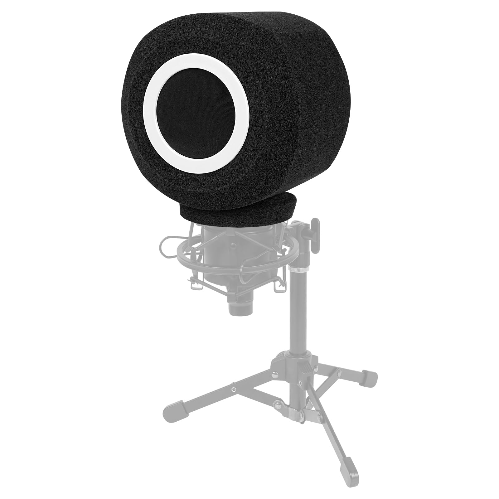 GEEKRIAfor Creators Professional Microphone Isolation Ball, Microphone Windscreen Pop Filter, Foam Windscreen Compatible with Shure MV7X, ATH AT2035 Microphone Antipop Foam Cover (Black)