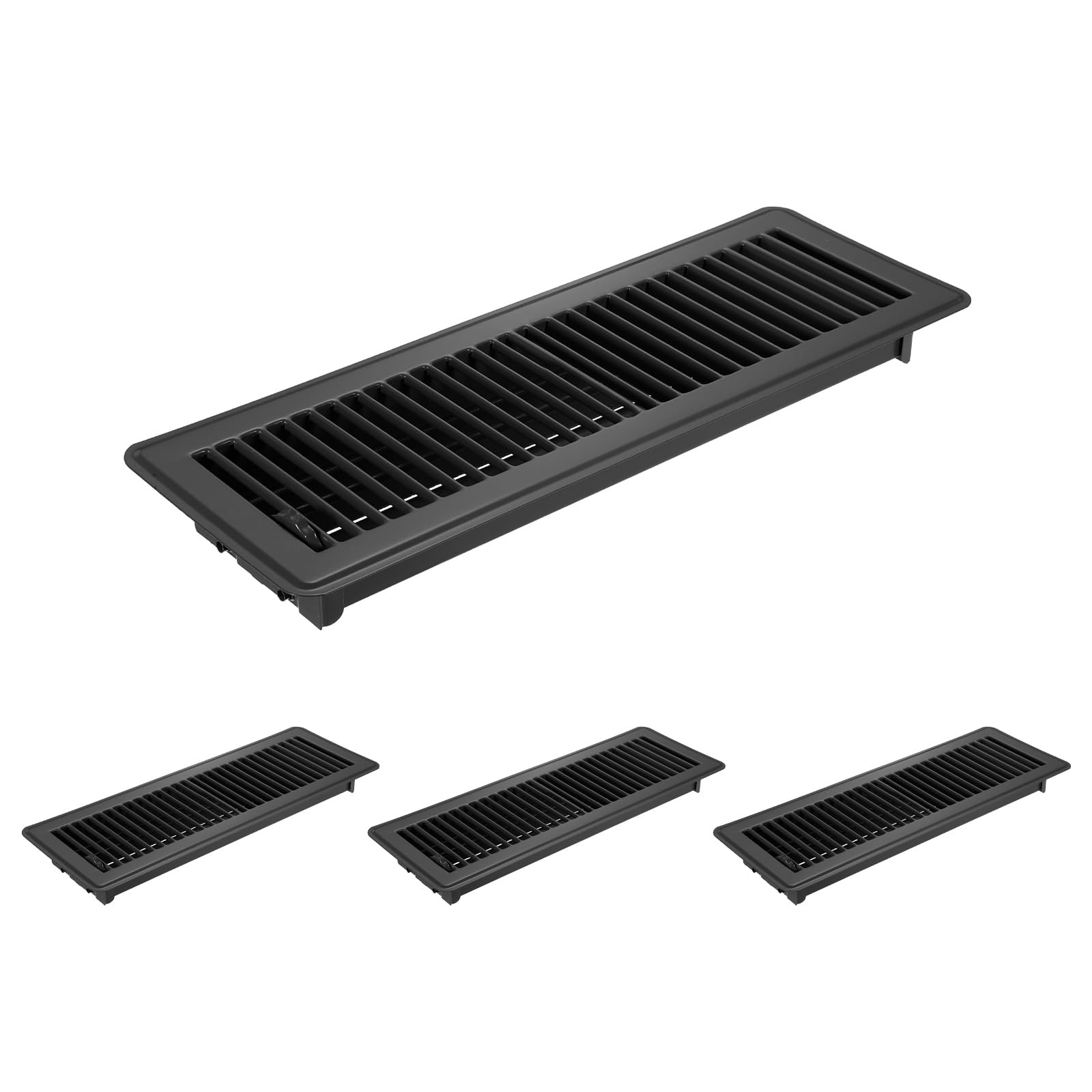 PATIKIL 4x14 Inch Floor Vent Covers, 4 Pcs Floor Registers Heavy Duty Metal Walkable Air Vent Covers Easy Adjustable Air Supply Lever for Home Office Wall Ceiling Grilles, Black
