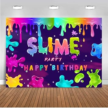 Happy Birthday Backdrop Colorful Fiesta Happy Birthday Party Decorations Background Banner Graffiti Painting Photography Photobooth Props Slime Party Decorations