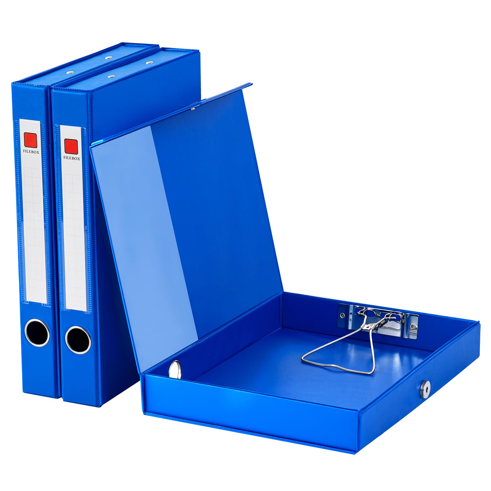 GUOKOFF 3 Stück A4 Archivbox, Archiv-Schachtel mit 45mm Breit Rücken, Aktenkarton A4 mit Deckel, Archivbox Heftbox Dokumentenbox (Blau)