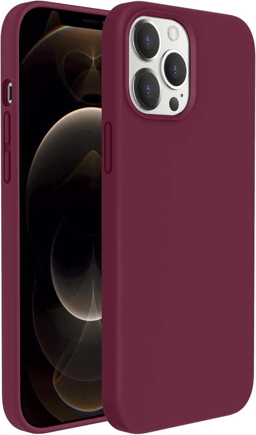 GOODVISH Compatible with iPhone 12 Pro Max Case Liquid Silicone Gel Full Body Protection Cover Shockproof Drop Protection Case Non-Slip Anti Yellowing & Scratch for iPhone 12 6.7'' Case, Wine Red
