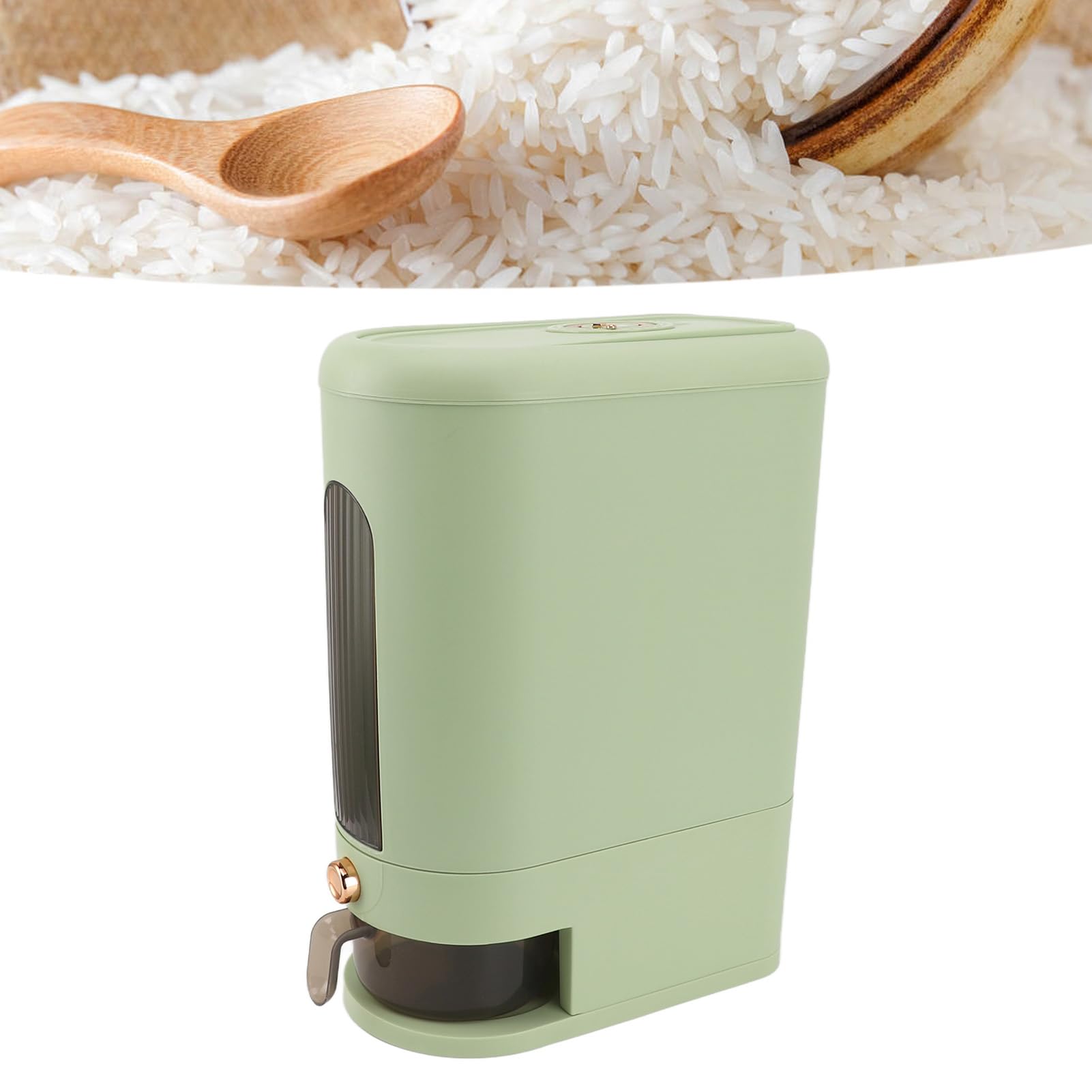Dispenser Di Riso, Contenitore Per La Conservazione Del Riso Di Grande Capacità Finestra Trasparente Contenitore Ermetico Per Alimenti Secchi Per Farina Chicchi Fagioli Cr (green 20)