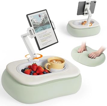 SAIJI Kindle Pillow Stand for Bed, iPad Holder with Food-Grade Snack Bowl | iPad Holder with Food-Grade Snack Bowl, Kindle Pillow Stand for Reading, Gifts for 4.7-15.6" Kindle,iPad,iPhone,Tablet,Switch