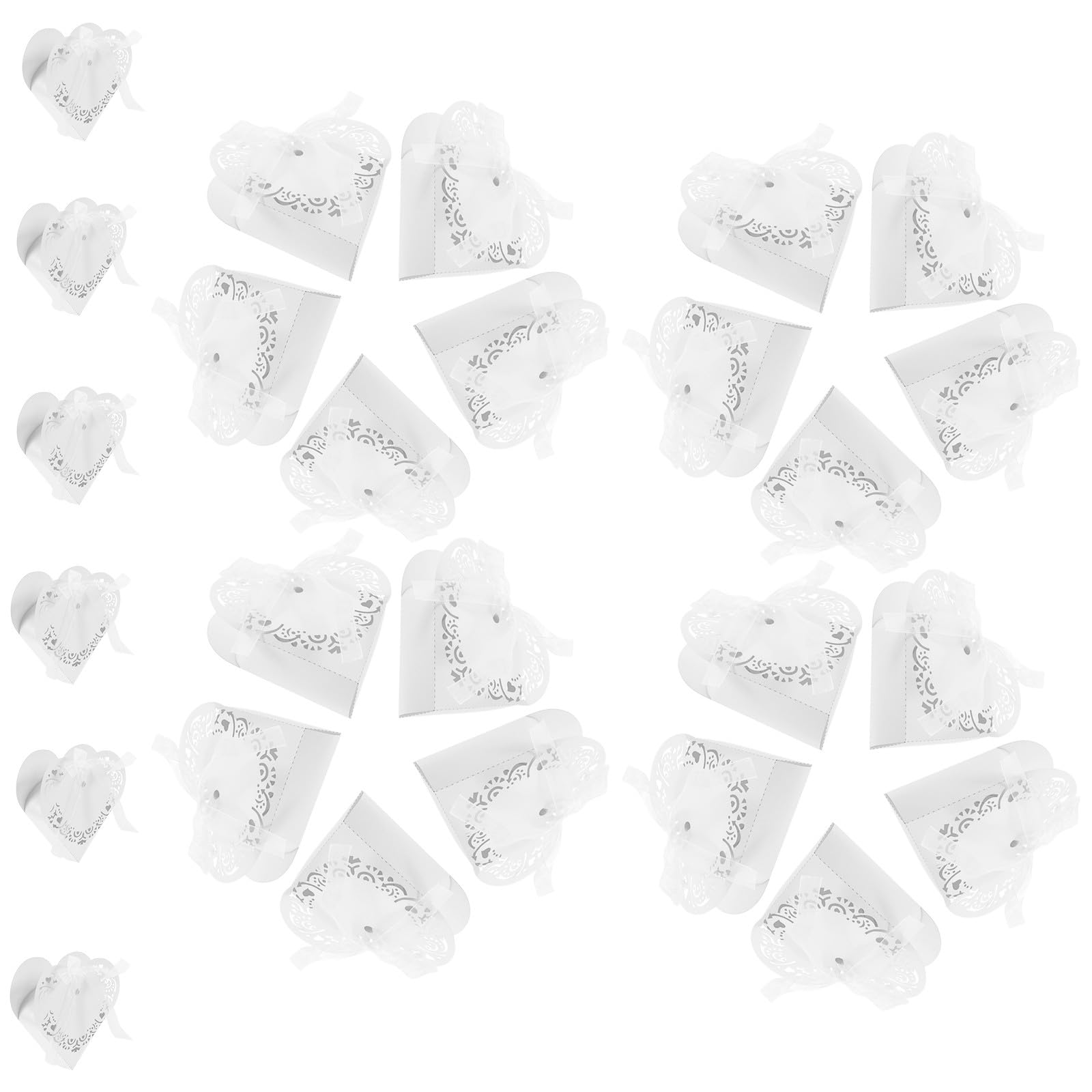 50 Pezzi Scatole di Carta Bianche a Forma di Cuore Motivo Traforato Stile Europeo per Dolci e Cioccolatini Confezioni Regalo per Occasioni Speciali