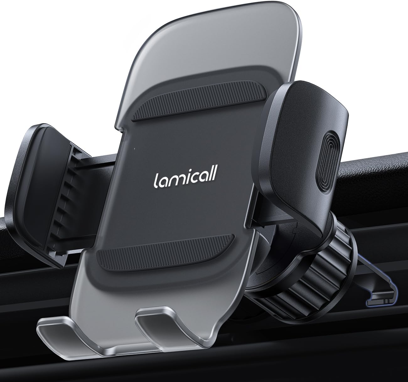 【Metal Hook & One-Touch】 Car Air Vent Smartphone Holder Lamicall Acrylic Spring Hook Air Conditioner Car Smartphone Fixing Stand Vent Louver Automobile Mobile One-Handed Operation One-Touch Extendable