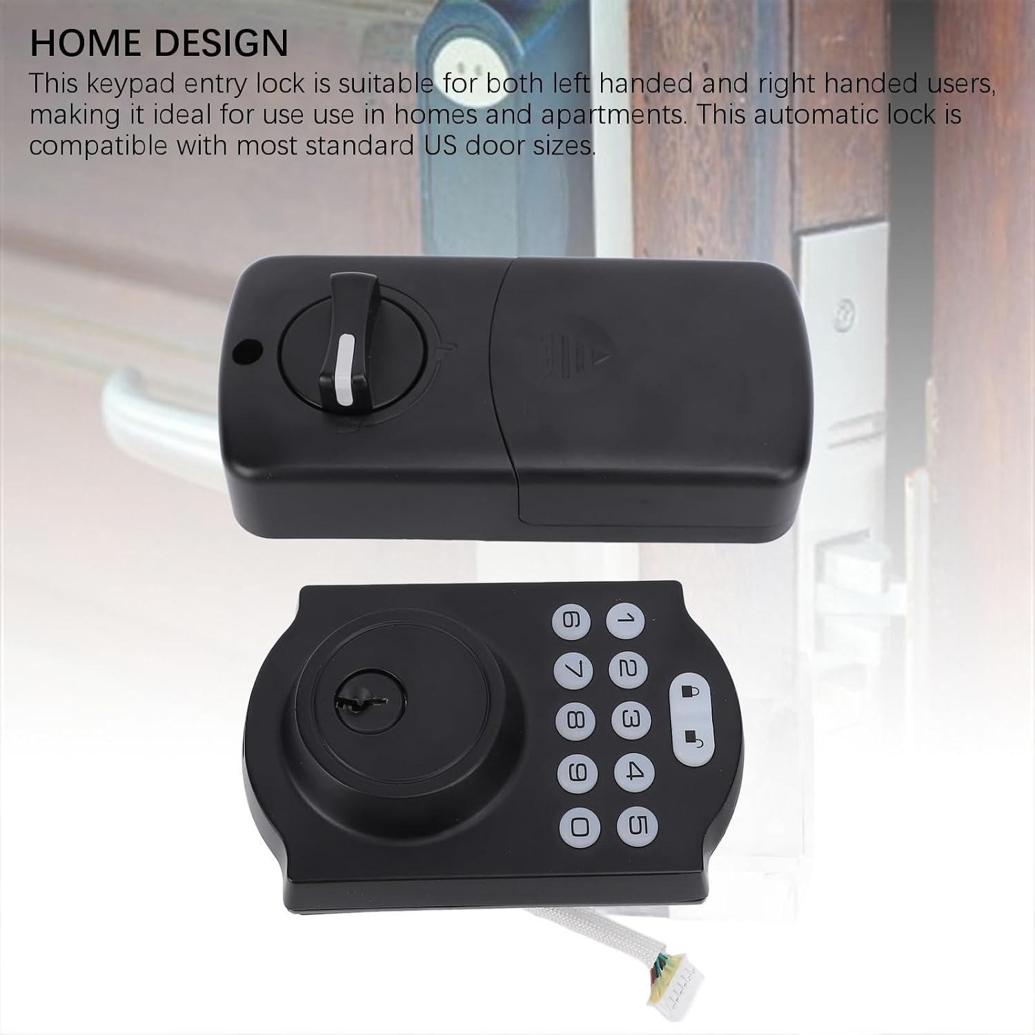 Password Keypad Entry Lock, Automatic Lock 99 User Codes Aluminum Alloy Keyless Entry Lock with Keys for 35 to 50mm Doors, Home and Apartment