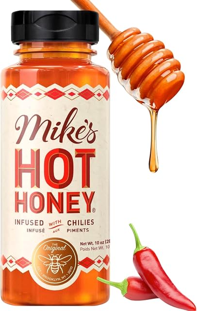 Mike's Hot Honey, Spicy Honey Infused With Chili Peppers, 10oz Bottle | Sweet Heat Honey, Hot Sauce, Certified Kosher, Gluten-Free, Paleo-Friendly, Perfect for Pizza, Wings, Cheese & More
