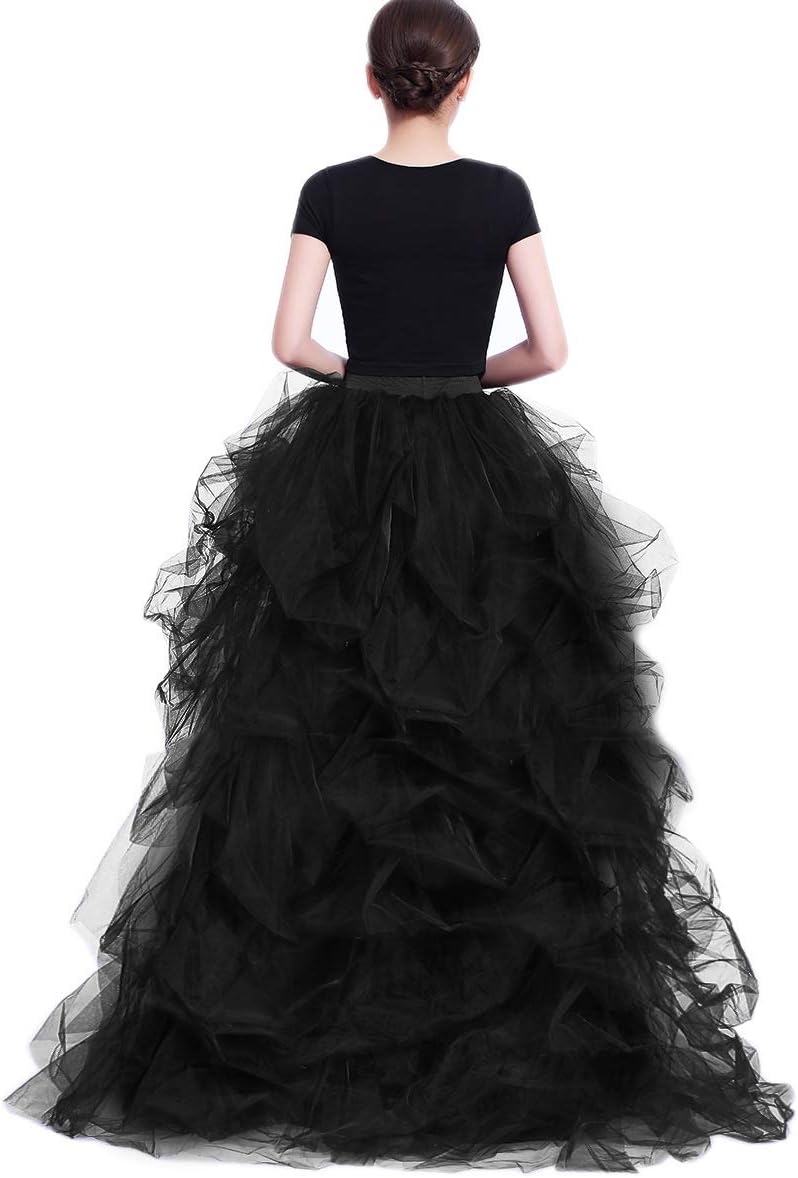 WDPL Women's Long High Low Ruffles Party Tulle Skirt - Image 6