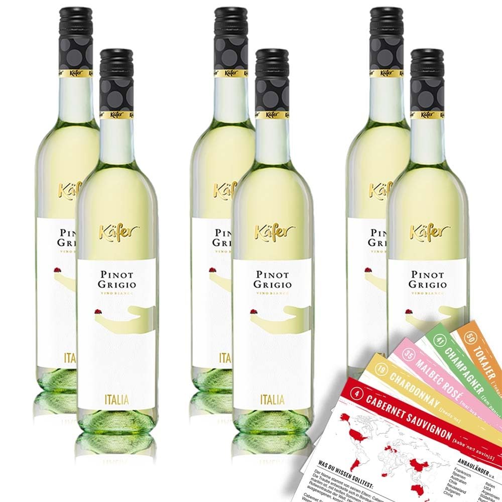 Käfer Pinot Grigio DOC, trocken, sortenreines Weinpaket + VINOX Winecards (6x0,75l)