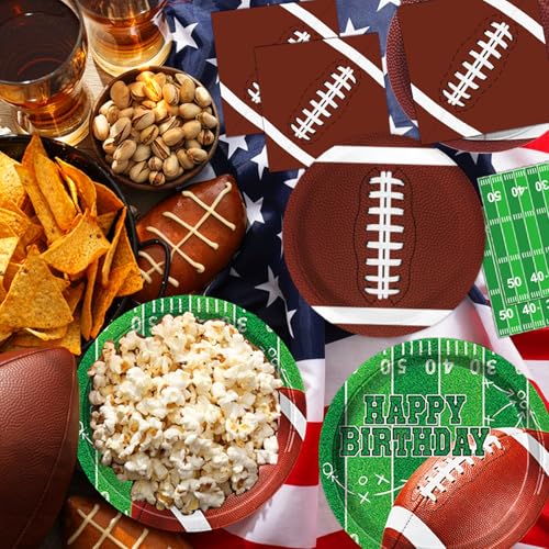 Football Birthday Party Decorations Includes Plates, Napkins, Cups, Banner, Balloons, Touchdown Tablecloth for Football Gameday Tailgate Decorations, Serves 24 - Image 8