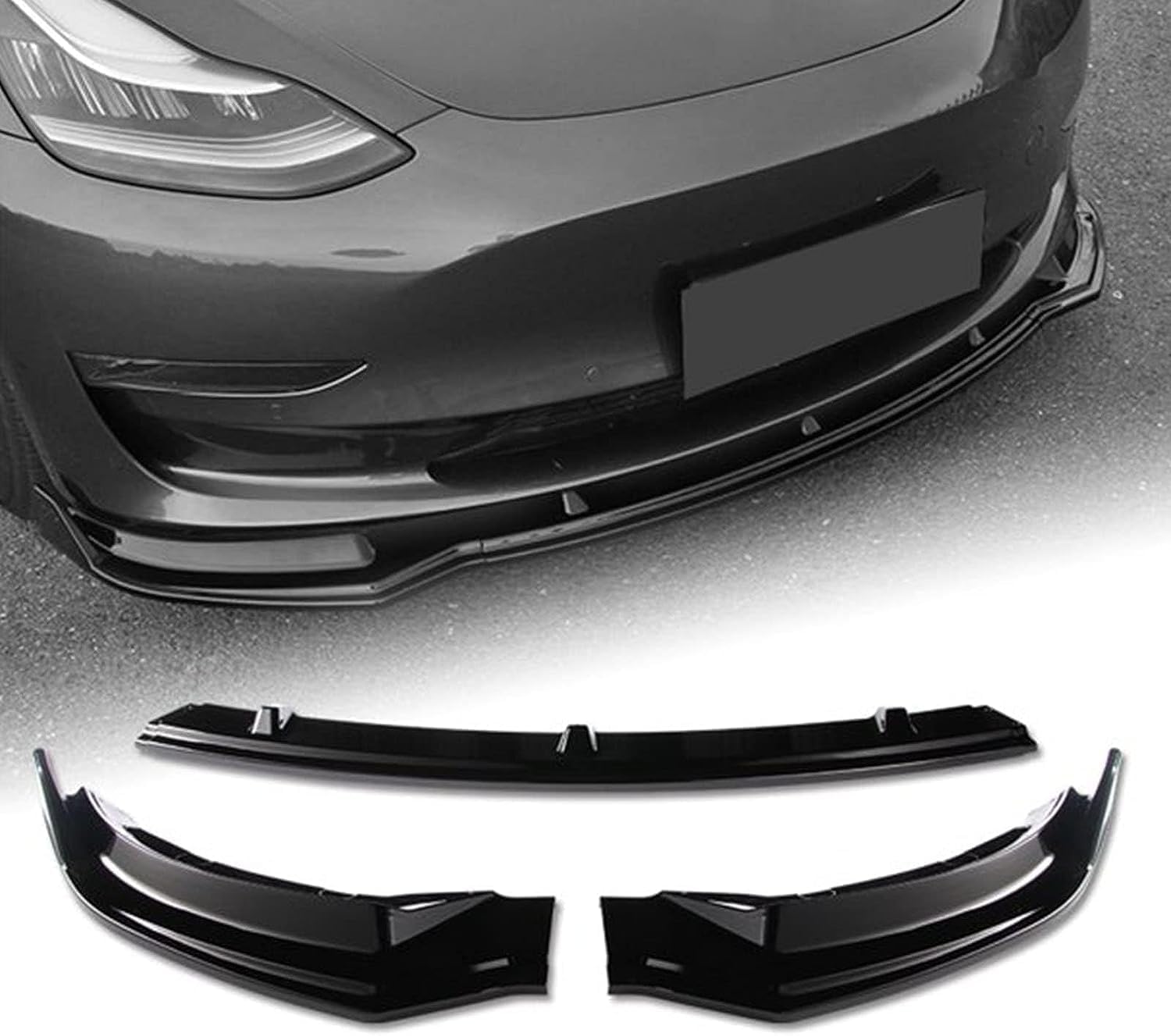 Becquets Avant pour Tesla Model 3 2017-2023 lèvre de pare-chocs noir