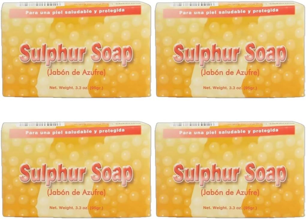 Lanman & Kemp Sulfur Soap Bar, Sulphur Soap, Jabon de Azufre 3.3 Oz (Pack of 4)