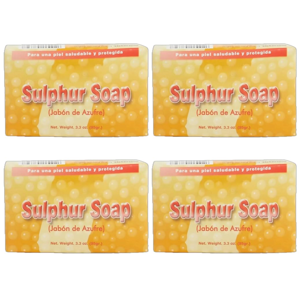 Lanman & Kemp Sulfur Soap Bar, Sulphur Soap, Jabon de Azufre 3.3 Oz (Pack of 4)
