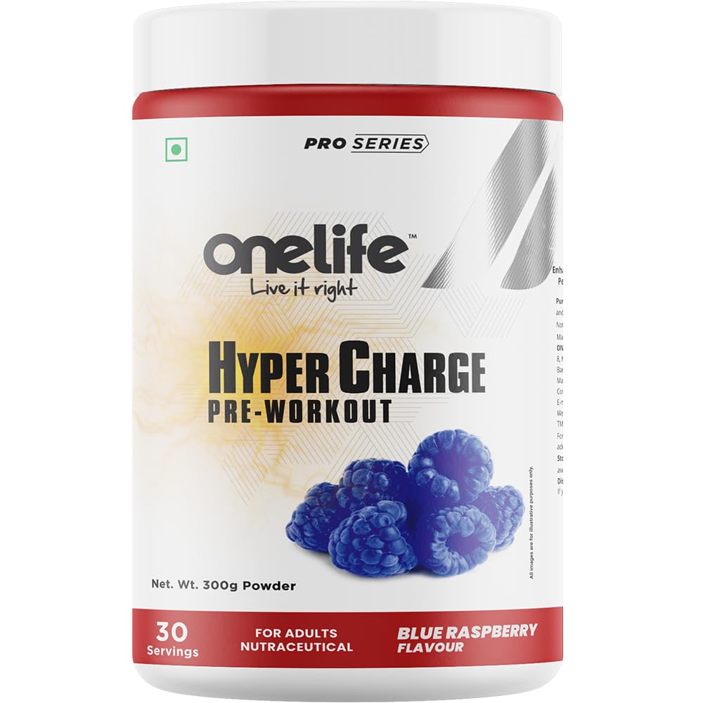 Onelife Hypercharge Pre Workout Supplement for Men & Women | Powered with Citrulline, Beta-Alanine, Taurine, Caffeine & Arginine for Performance & Endurance I Blue Raspberry 300g I 30 Servings (B0BLNFQ4ZZ) Amazon Price History, Amazon Price Tracker