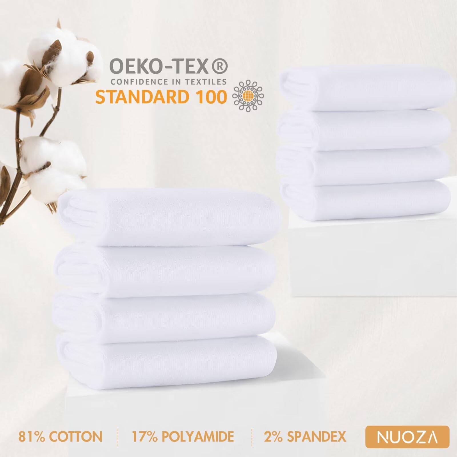 NUOZA Calcetines Mujer Largos Calcetines de Blanco Hombre Algodon Invierno CóModo y Transpirable Pack de 24,39-42