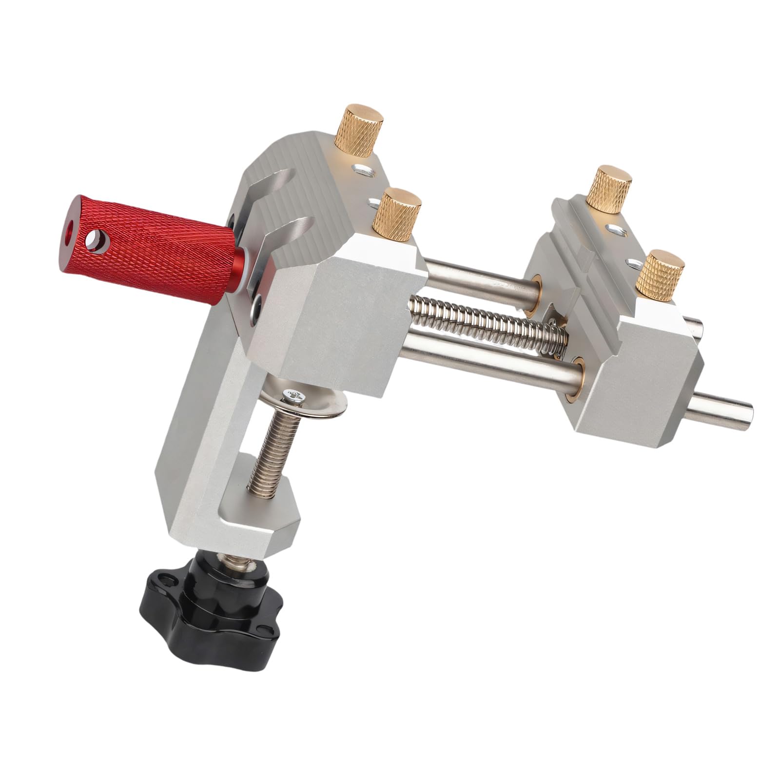Tornillo de de sujeción de piezas con base de abrazadera, herramienta de trabajo pequeña de metal con giratorio, soporte de guía y configuración compacta para tareas de hobby Abrazadera de