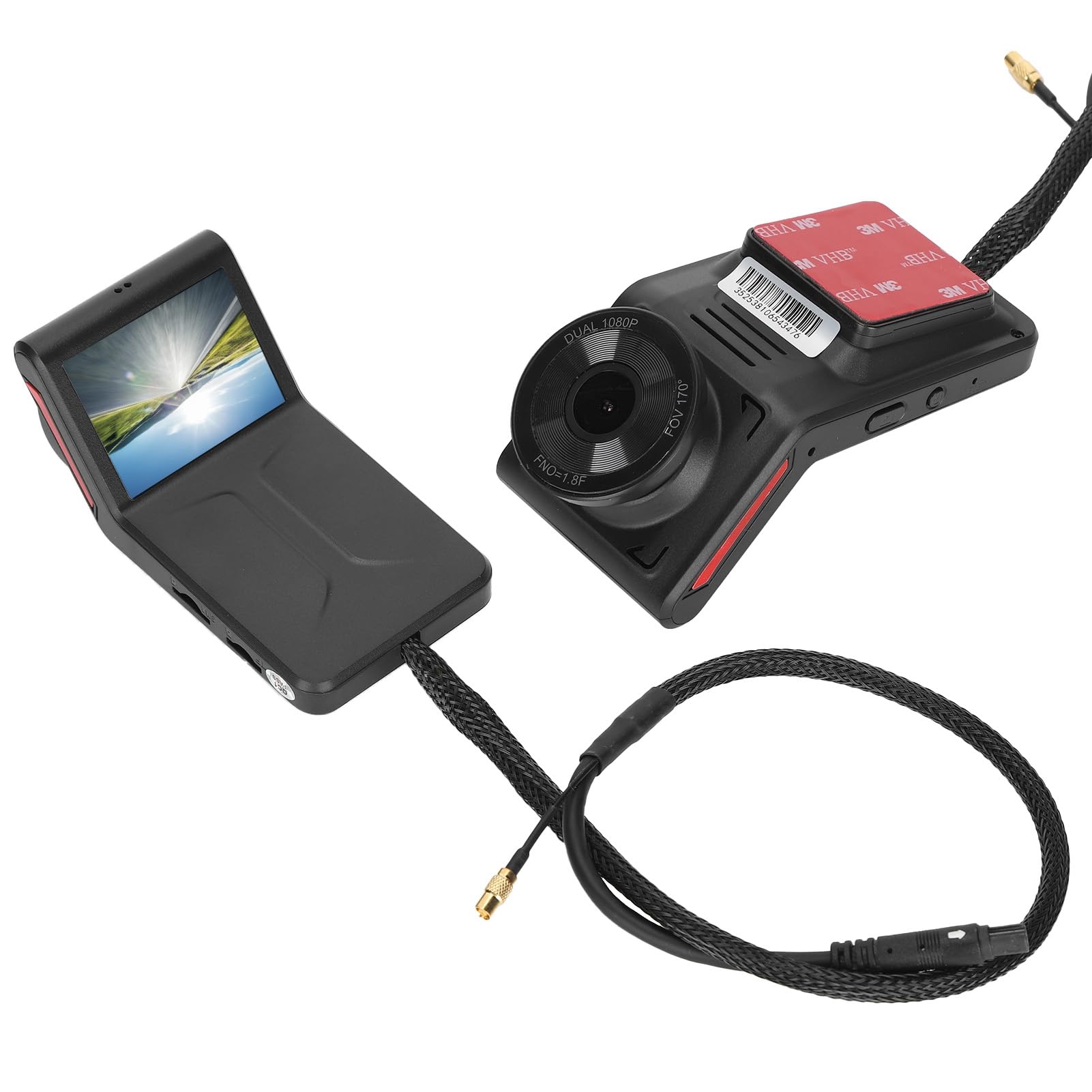 Sxhlseller Kamera Samochodowa 1080P K18 z Dwoma Obiektywami i Rejestratorem Jazdy GPS WIFI, Zdalnym Monitorowaniem, nocą dla Bezpieczeństwa Pojazdu