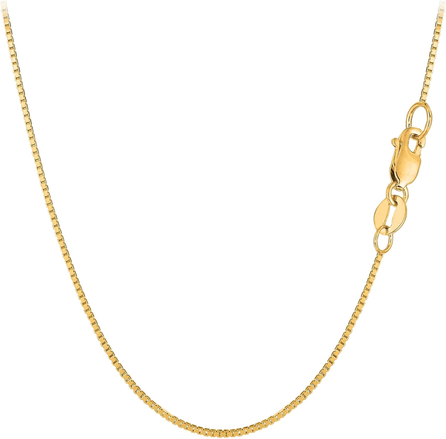 Jewelry Affairs 10k Yellow Solid Gold Mirror Box Chain Necklace, 0.8mm