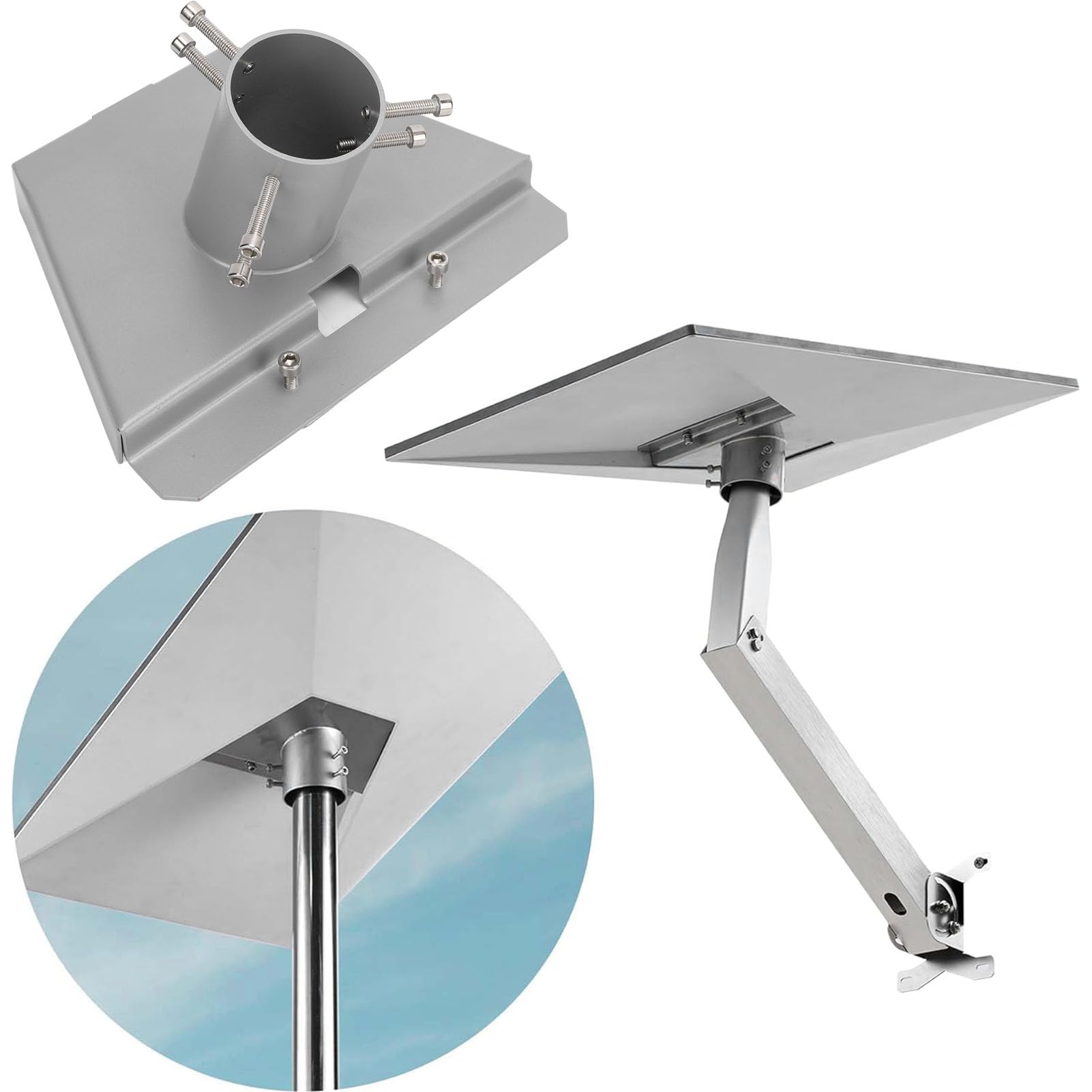 Cuifati Support D'adaptateur de Poteau Gen3, Support de Poteau D'antenne Satellite en Acier Inoxydable Robuste, Kit de Parabole Standard Gen3 V3 pour Montage sur Plaque