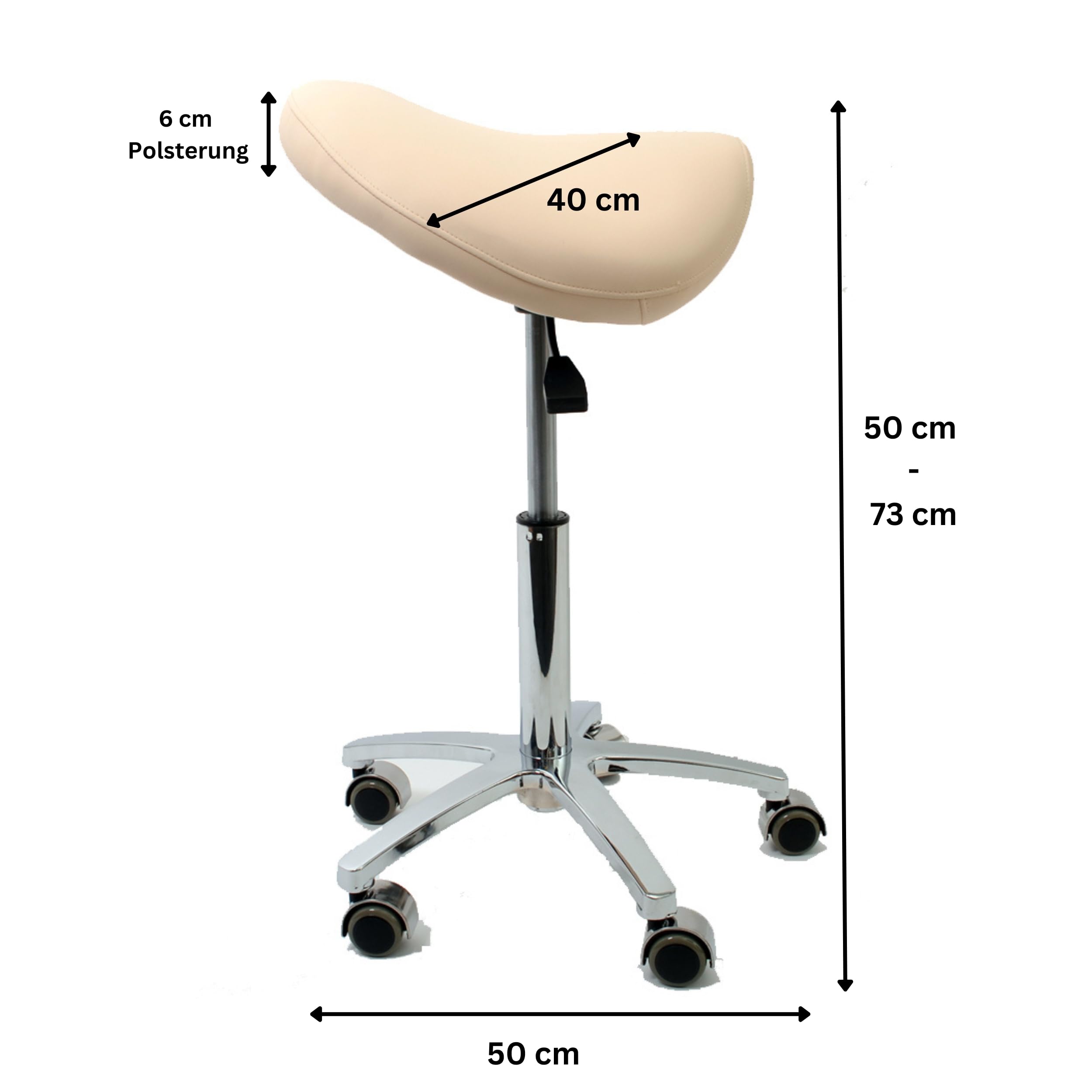 Sattelstuhl - Sattelhocker - Rollhocker - Arbeitshocker - für Praxis, Büro und Home-Office - höhenverstellbar und drehbar (Taubenblau)