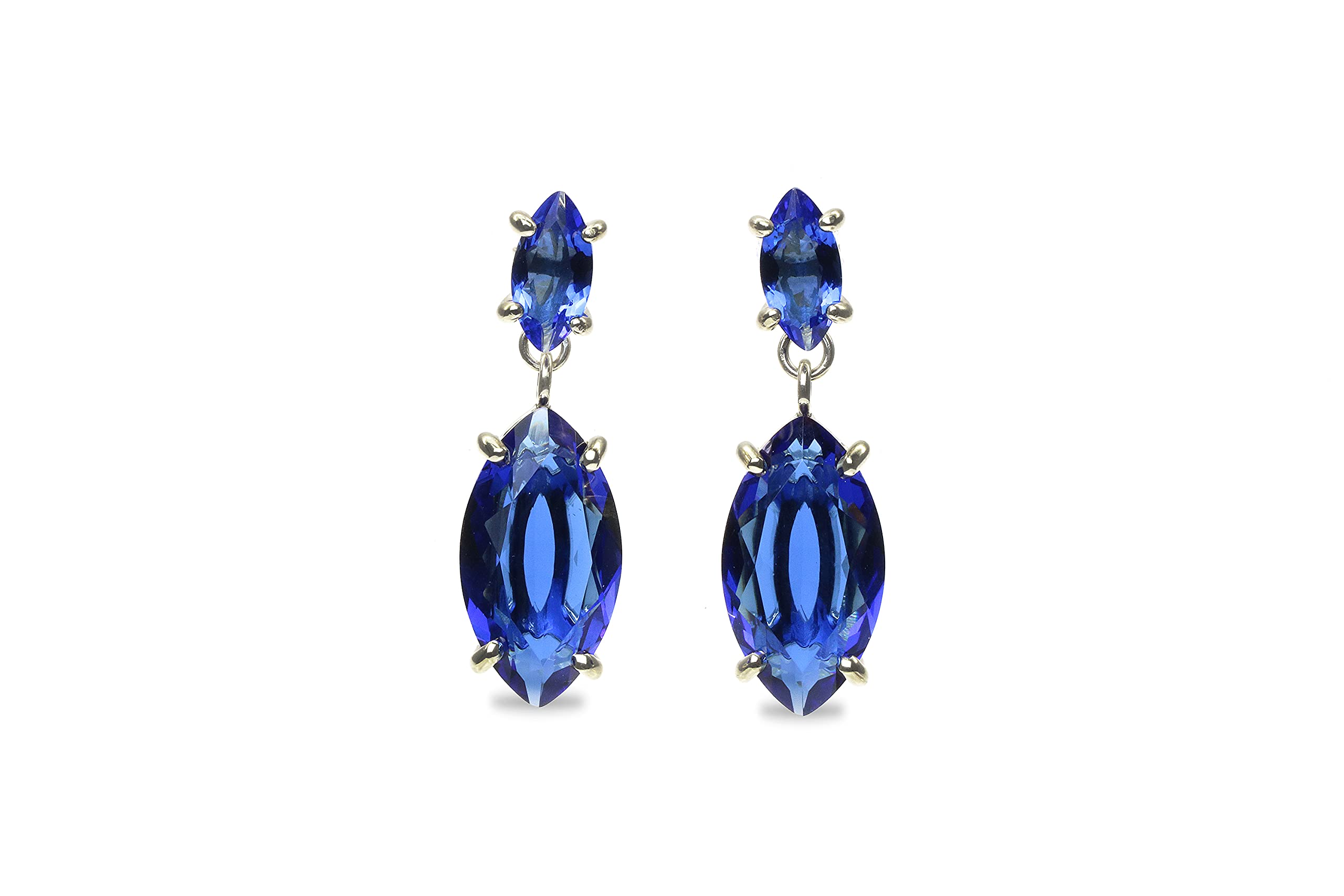 Boucles d'oreilles double saphir au design de haute joaillerie parisienne