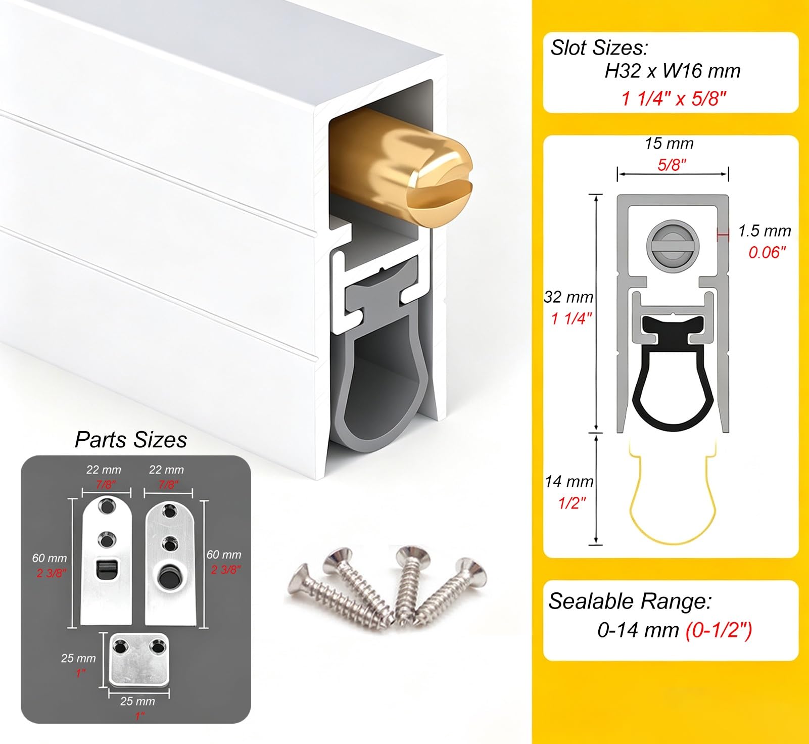 Paraspifferi Sottoporta Guarnizione Automatica a Scomparsa Insonorizzata per Porte | Strisce Oscuranti Personalizzabili a Forma U La Parte Inferiore Della Porta, Paraspifferi per Porte(119cm(46 7/8"))