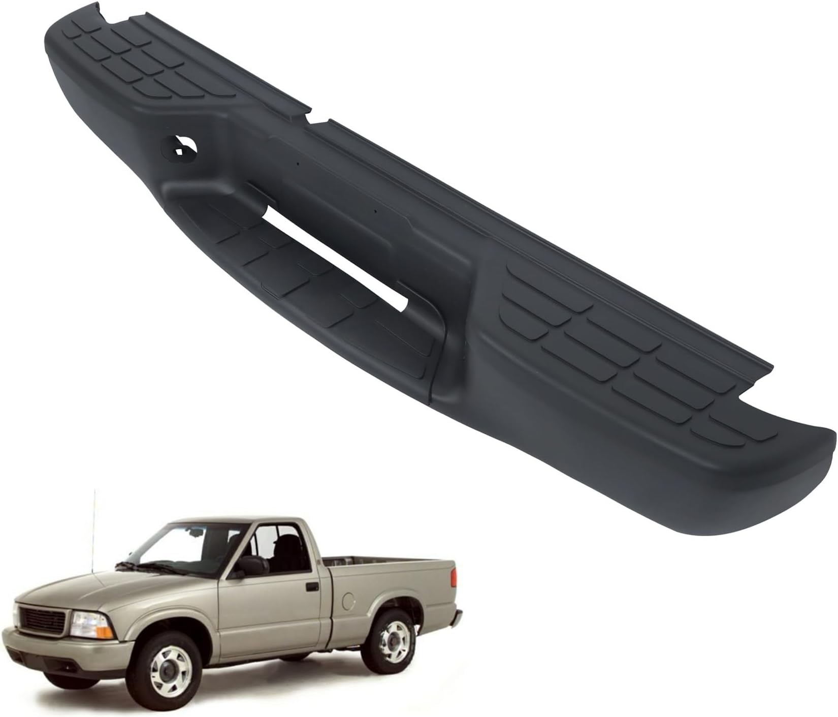 GXYWADY Rear Bumper Assy Black Replacement for S10 Sonoma 1998 1999 2000 2001 2002 2003 2004 Replacement for GM1101103 without Parking Aid Sensor Holes