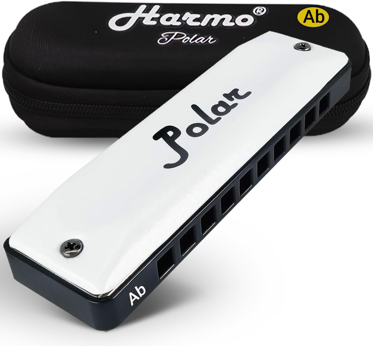 Harmo Polar Diatonic Harmonica Key of C - 10 Holes 20 Notes, Blues Harp Mouth Organ With Case, Phosphor Bronze Reeds, Suitable for All Genres, Harmonica for Kids, Adult, Beginners & Professionals