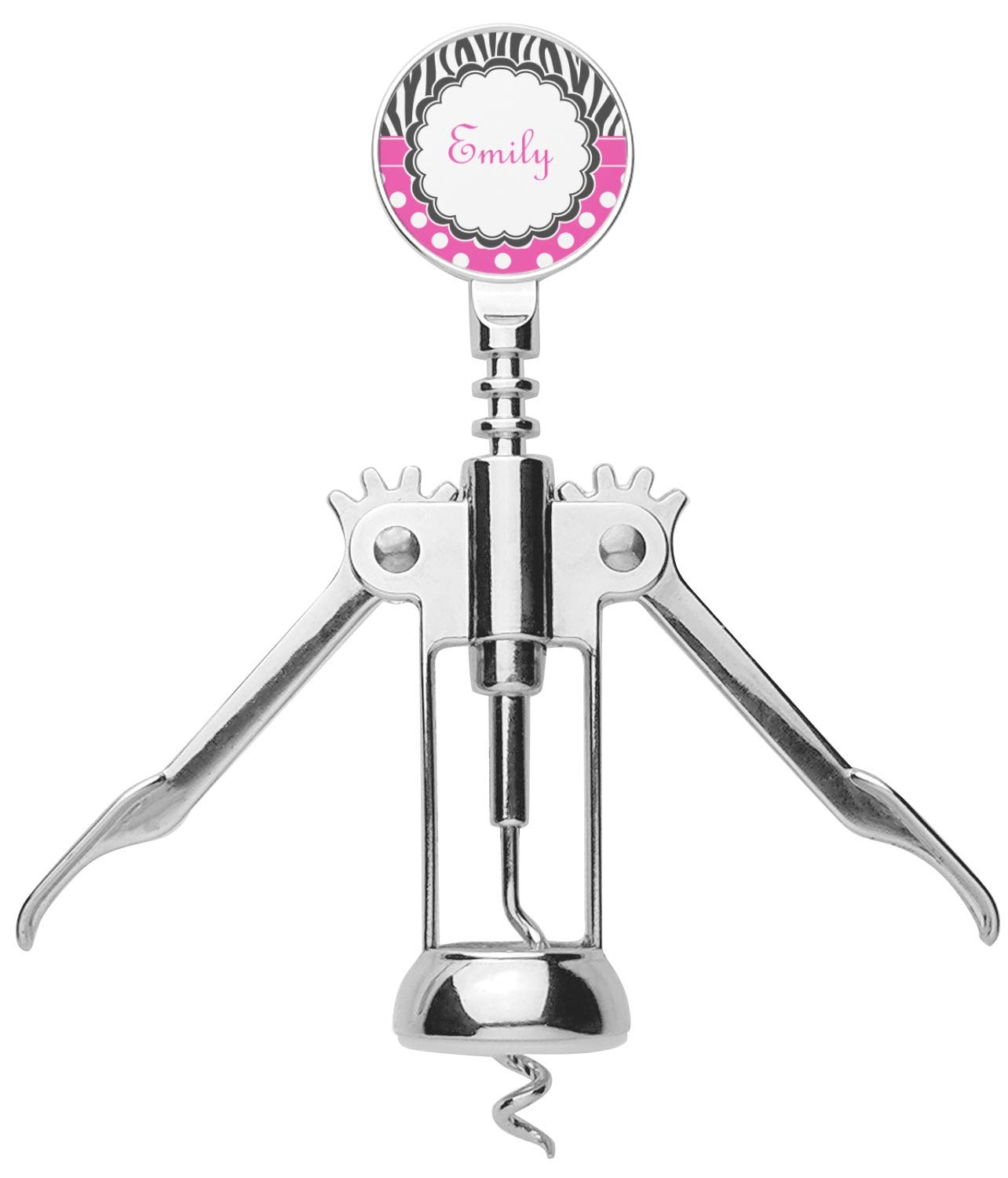 Personalized Zebra Print & Polka Dots Corkscrew
