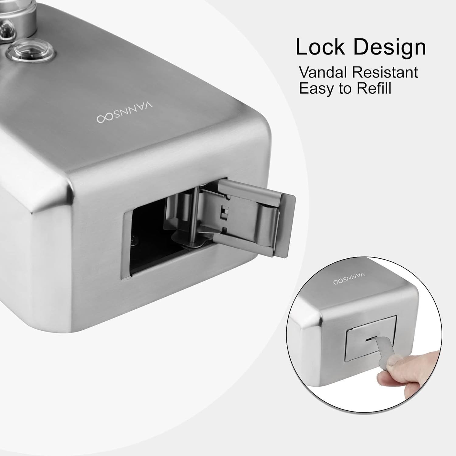 Commercial Wall Mount Stainless Steel Foam Soap Dispenser, 40 oz (1200ml) Industrial Refillable Foaming Hand Sanitizer Dispensers for Bathroom and Kitchen Brushed - Image 6