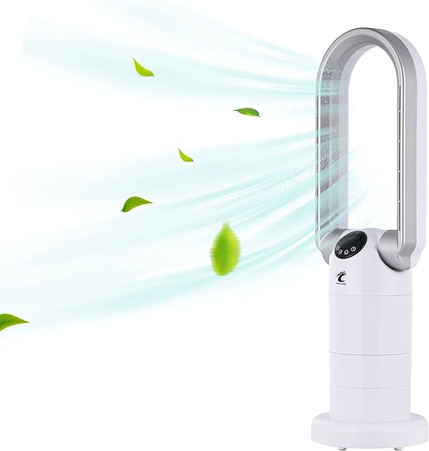Bladeless Tower Fan and H13 HEPA Air Purifier in One, 120°Oscillating & 210°Tilt Head Table Fan, 29inch 28W Desk Fan with Remote, 9 Speeds 9H Timer Air Circulator for Bedroom Office Home(Silver)