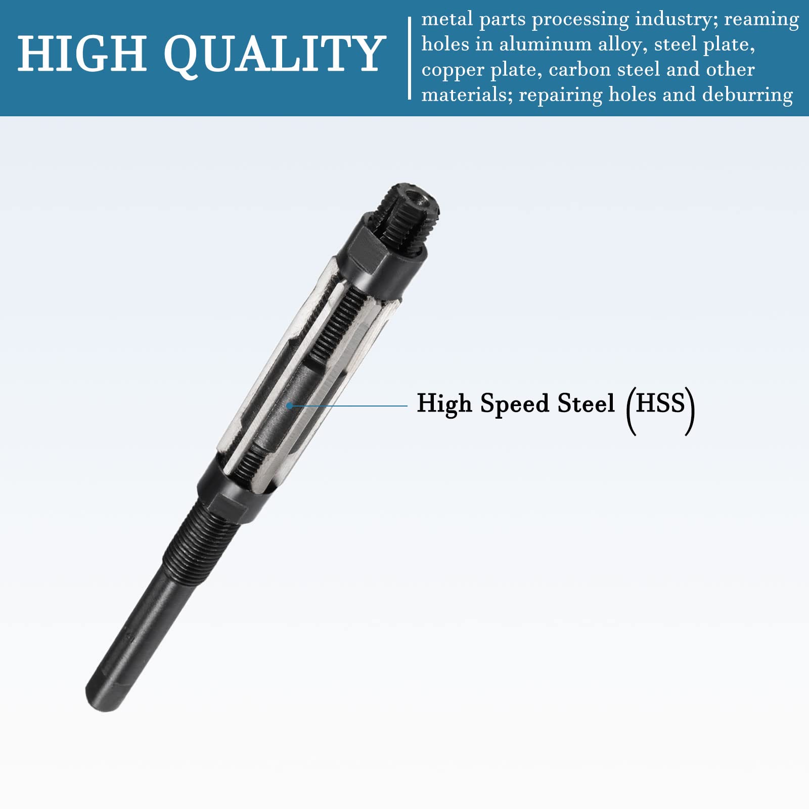QUARKZMAN 19-21mm Réglable Main Actionné Alésoir x 1 Pièce Haute Vitesse Acier 6 Droite Flûte pour Alésage Métal Pièces, [H8]