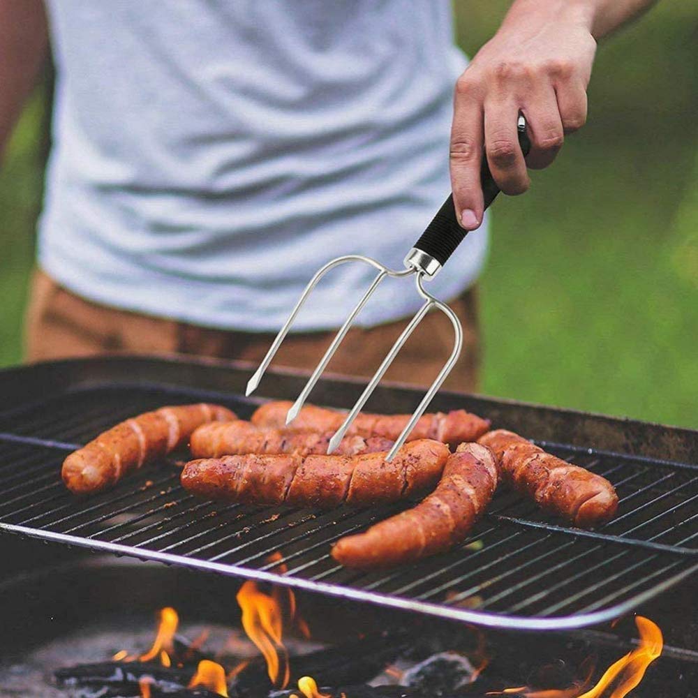 Forchettone Da Barbecue In Acciaio Inox - Manico In Legno, 30 Cm, Per Grigliate E Arrosti - Foto 9