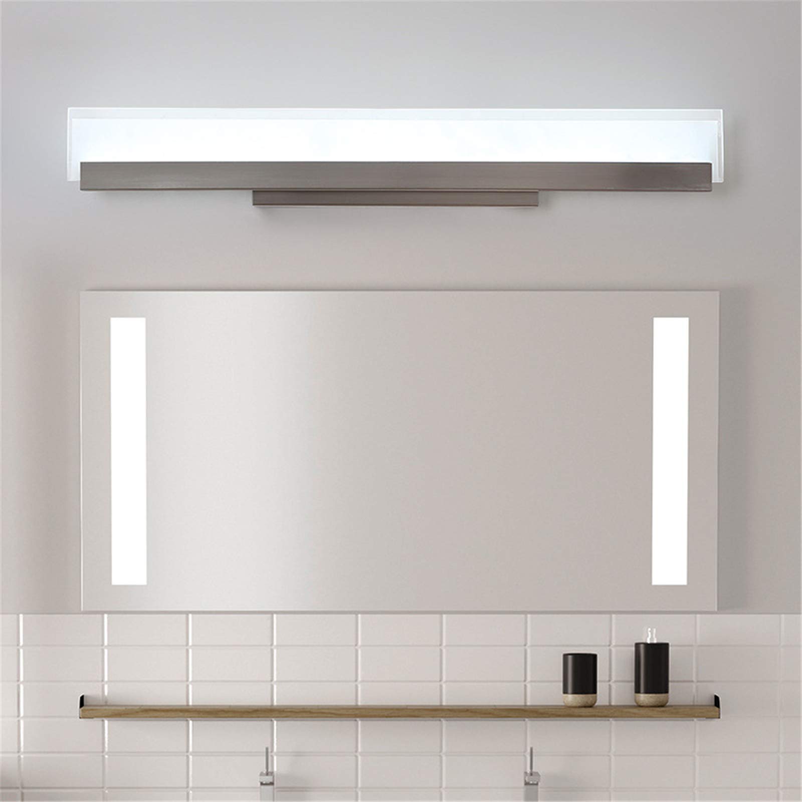 Led Mirror Light 56Cm Nordic Silver Artwork Picture Light Study Room Wodoodporne Światło Ścienne Lampa Do Szaf Lustrzanych