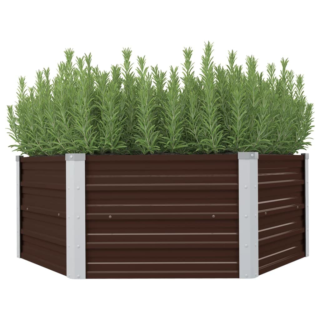 Gartenregal Kräuterbeet Pflanztisch Balkonschrank Hochbeet Braun 129 x 129 x 46 cm Verzinkter Stahl Ideale Lösung für platzsparendes Gärtnern und gesunde Pflanzen